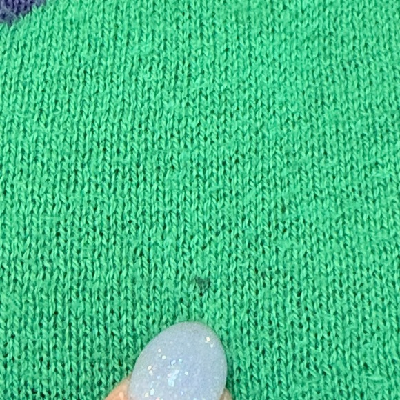 Quacker Factory Women L Sweater Green Blue Polka-Dot Cardigan With Attached Top - Picture 6 of 13